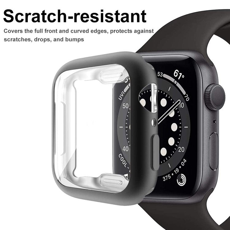For Apple Watch SE (2022) / SE / 6 / 5 / 4 44mm Soft TPU Case Electroplating Watch Case Cover with Screen Protector - Black
