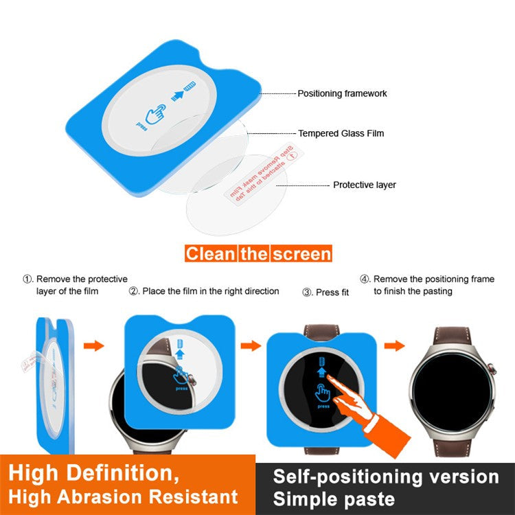 IMAK For Huawei Watch GT 4 46mm Tempered Glass Screen Protector Clear Watch Film with Alignment Kit