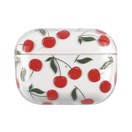 Fruits Printing Skin PC Clear Case for Apple AirPods Pro - Red Cherry