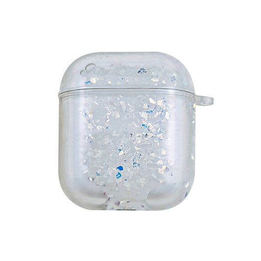 Quicksand PC Clear Case for Apple AirPods with Wireless Charging Case (2019)/Charging Case (2019)/(2016) - Debris / White