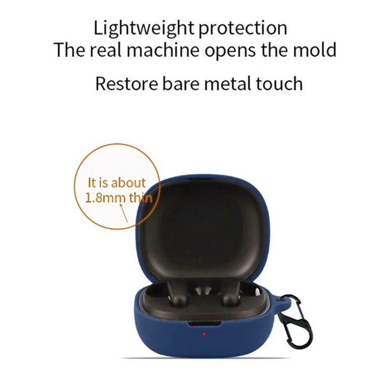 For Anker Soundcore P25i Silicone Cover Bluetooth Earphone Anti-scratch Sleeve with Anti-lost Buckle - White