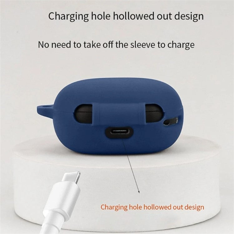 For Anker Soundcore P25i Silicone Cover Bluetooth Earphone Anti-scratch Sleeve with Anti-lost Buckle - White