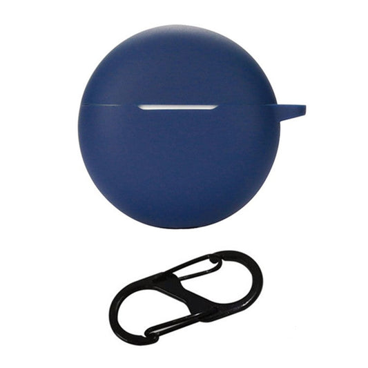 Silicone Cover for Oppo Enco Air3i Bluetooth Earphone Sleeve with Anti-Lost Buckle - Dark Blue