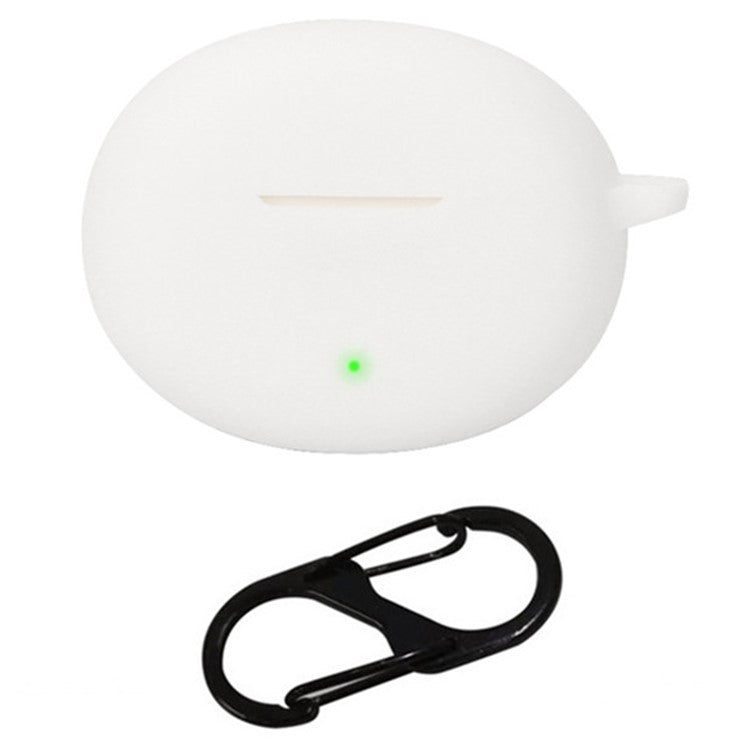 For Oppo Enco Air4 Pro Silicone Cover Bluetooth Earphone Sleeve with Anti-Lost Buckle - White