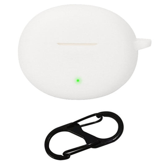 For Oppo Enco Air4 Pro Silicone Cover Bluetooth Earphone Sleeve with Anti-Lost Buckle - White