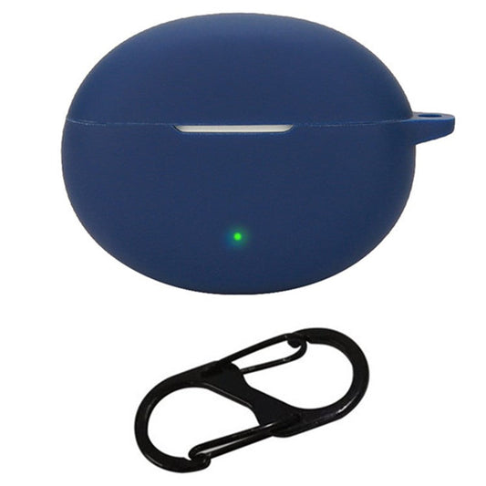For Oppo Enco Air4 Pro Silicone Cover Bluetooth Earphone Sleeve with Anti-Lost Buckle - Dark Blue