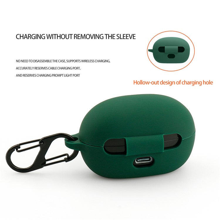 For 1MORE Sleeping Earbuds Z30 Silicone Case Bluetooth Earphones Cover with Hanging Buckle - Black