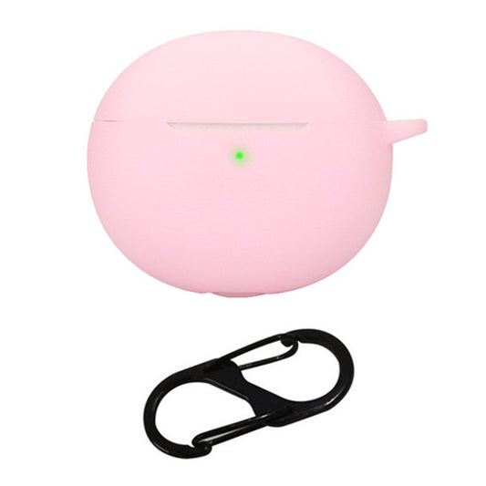 For Oppo Enco R3 Silicone Case Anti-Scratch Wireless Headset Cover with Hanging Buckle - Pink