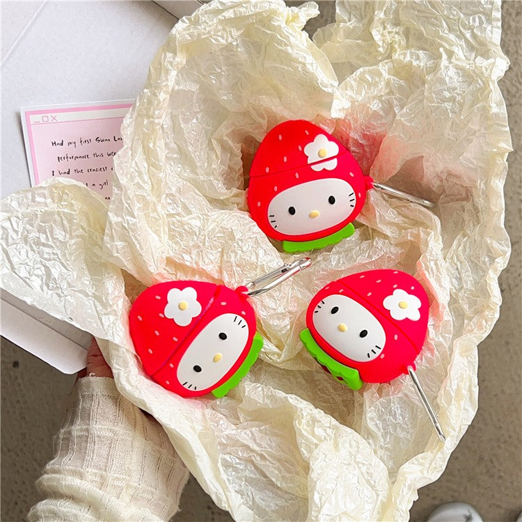 For Apple AirPods with Wireless Charging Case (2019) / AirPods with Charging Case (2019) / (2016) Strawberry Shape Silicone Case