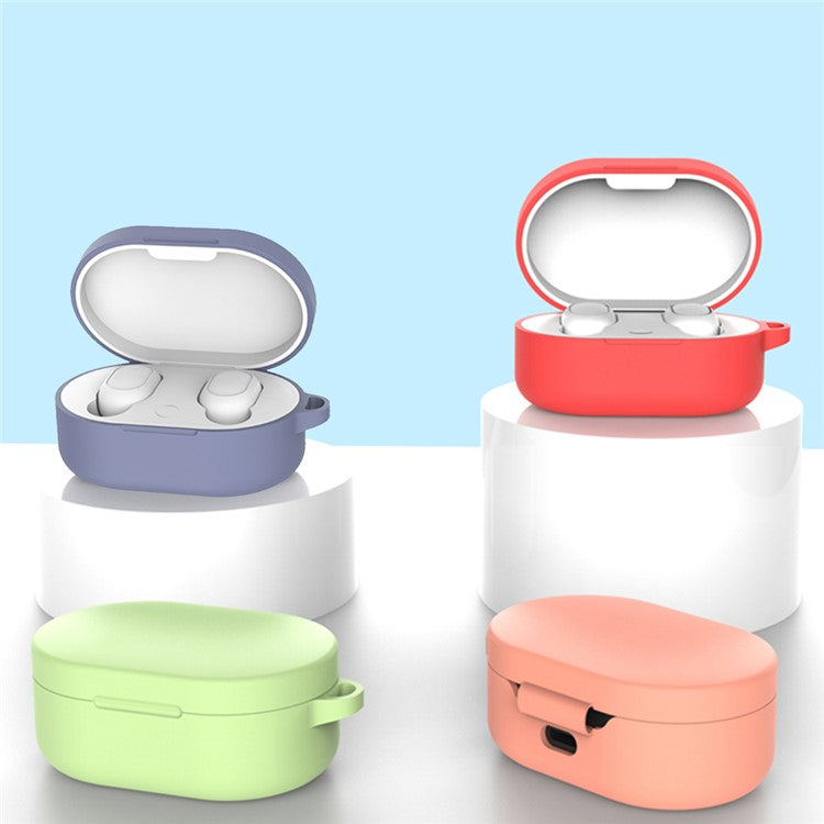 Bluetooth Earphone Silicone Protective Case Cover with Hook for Xiaomi Redmi AirDots 3 - Pink