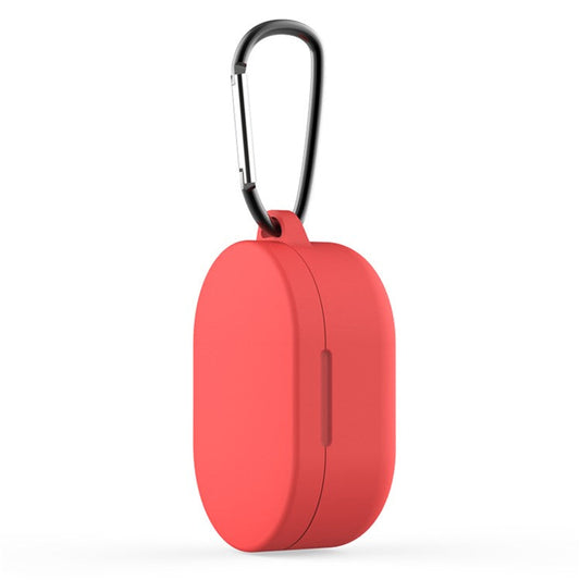 Bluetooth Earphone Silicone Protective Case Cover with Hook for Xiaomi Redmi AirDots 3 - Red