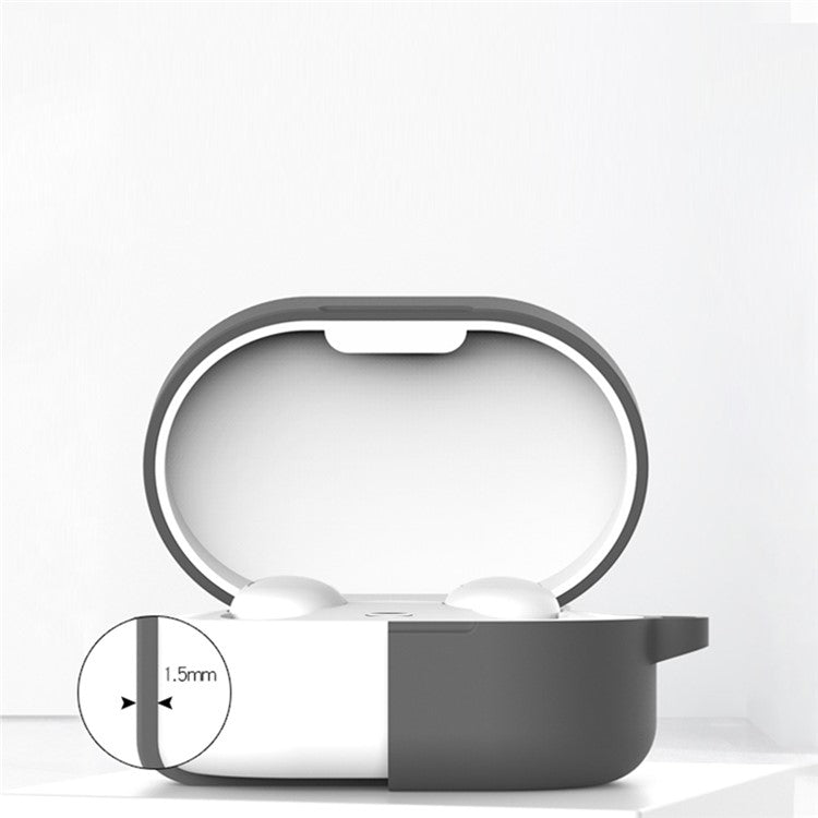 Bluetooth Earphone Silicone Protective Case Cover with Hook for Xiaomi Redmi AirDots 3 - Dark Grey