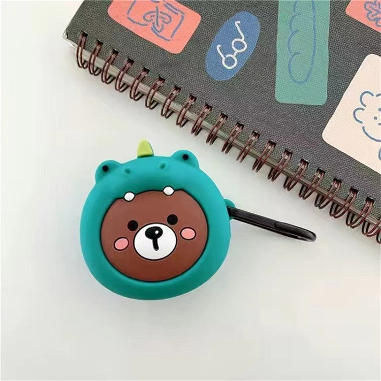 For Samsung Galaxy Buds FE Cartoon Silicone Case Bluetooth Earphone Anti-dust Cover - Brown Bear