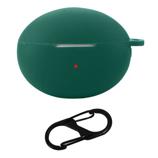 For Huawei FreeBuds 6i Case Silicone Headset Anti-Fall Cover with Buckle - Blackish Green