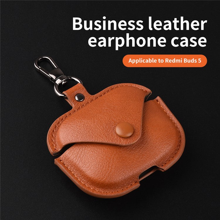 For Xiaomi Redmi Buds 5 Earphone Case PU Leather+PC Bluetooth Earbud Protective Cover - Green