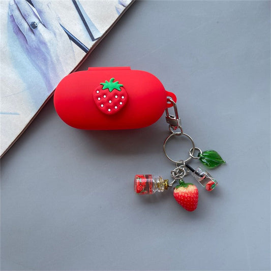 For Xiaomi Openwear Stereo Bluetooth Earphones Cartoon Fruit Silicone Case with Pendant - Strawberry