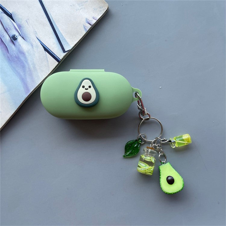 For Xiaomi OpenWear Stereo Bluetooth Earphones Cartoon Fruit Silicone Case with Pendant - Avocado