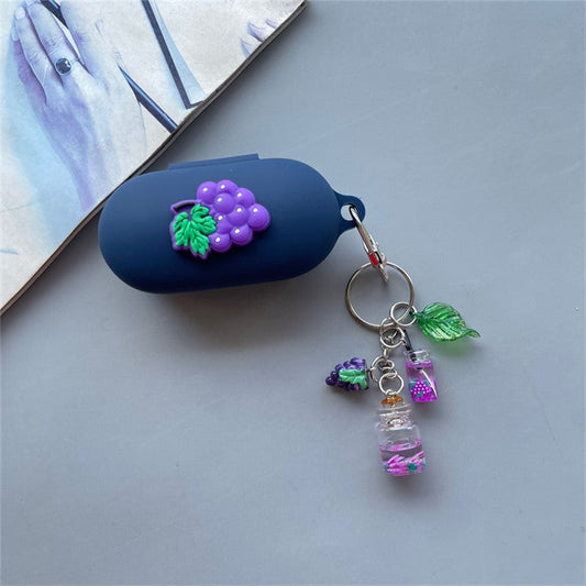 For Xiaomi OpenWear Stereo Bluetooth Earphones Cartoon Fruit Silicone Case with Pendant - Grape