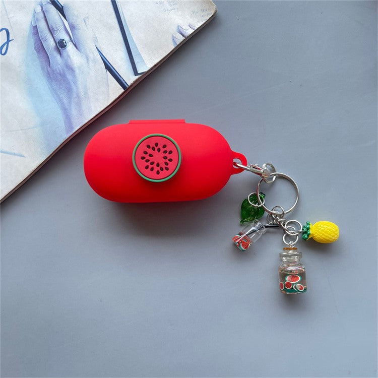 For Xiaomi OpenWear Stereo Bluetooth Earphones Cartoon Fruit Silicone Case with Pendant - Watermelon