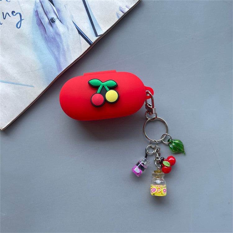 For Xiaomi OpenWear Stereo Bluetooth Earphones Cartoon Fruit Silicone Case with Pendant - Cherry