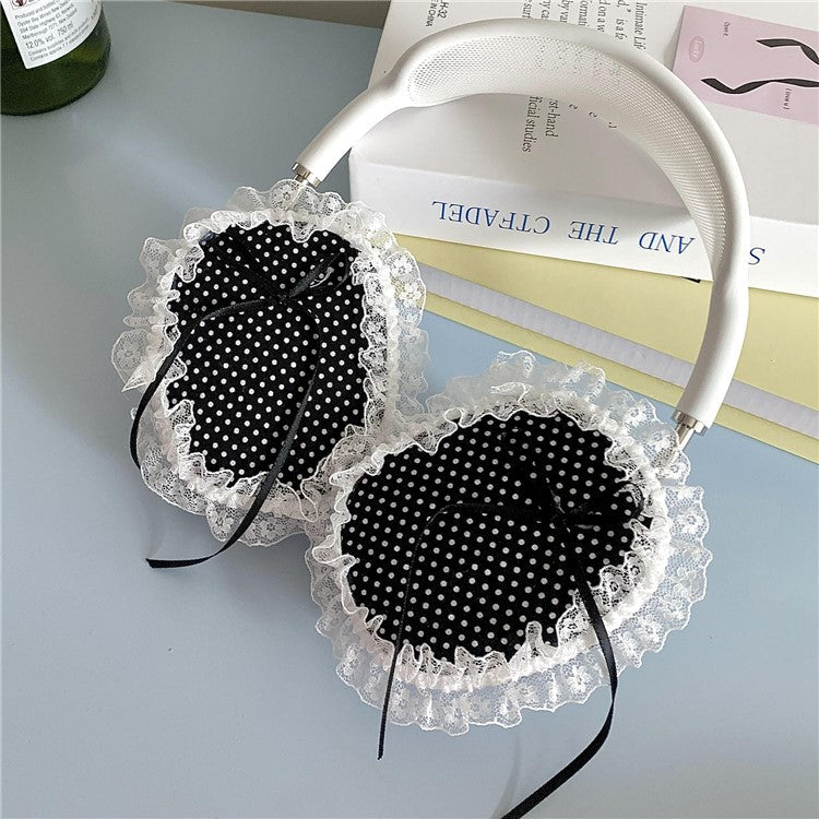 1Pair For AirPods Max Protective Case Fabric+TPU Headset Sleeve Bowknot Design - Black