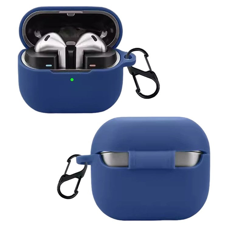 For Samsung Galaxy Buds3 Silicone Case Bluetooth Earphone Protective Cover with Anti-Lost Buckle - Dark Blue