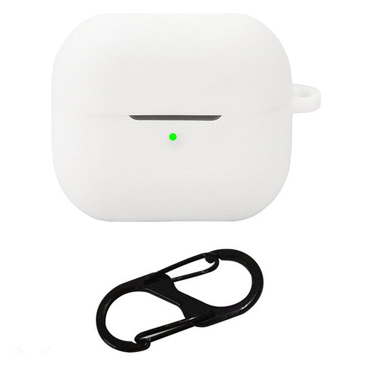 For Samsung Galaxy Buds3 Silicone Case Bluetooth Earphone Protective Cover with Anti-Lost Buckle - White