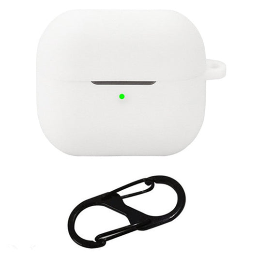 For Samsung Galaxy Buds3 Silicone Case Bluetooth Earphone Protective Cover with Anti-Lost Buckle - White