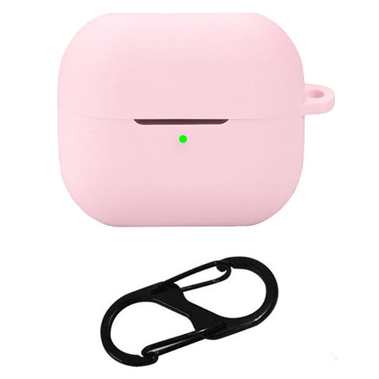 For Samsung Galaxy Buds3 Silicone Case Bluetooth Earphone Protective Cover with Anti-Lost Buckle - Pink