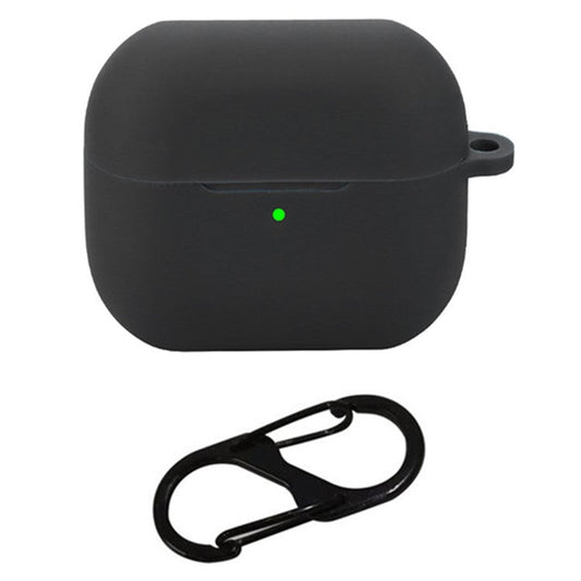 For Samsung Galaxy Buds3 Silicone Case Bluetooth Earphone Protective Cover with Anti-Lost Buckle - Black