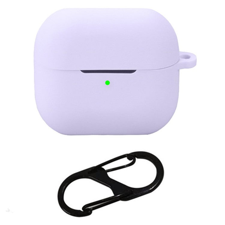 For Samsung Galaxy Buds3 Silicone Case Bluetooth Earphone Protective Cover with Anti-Lost Buckle - Purple