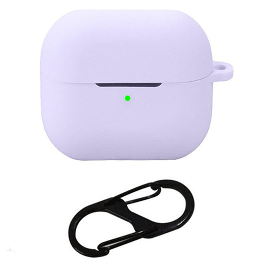 For Samsung Galaxy Buds3 Silicone Case Bluetooth Earphone Protective Cover with Anti-Lost Buckle - Purple