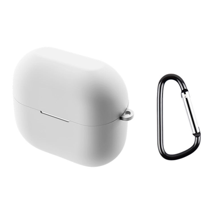 For Samsung Galaxy Buds3 / Buds3 Pro Silicone Case Bluetooth Earphone Cover with Carabiner - White