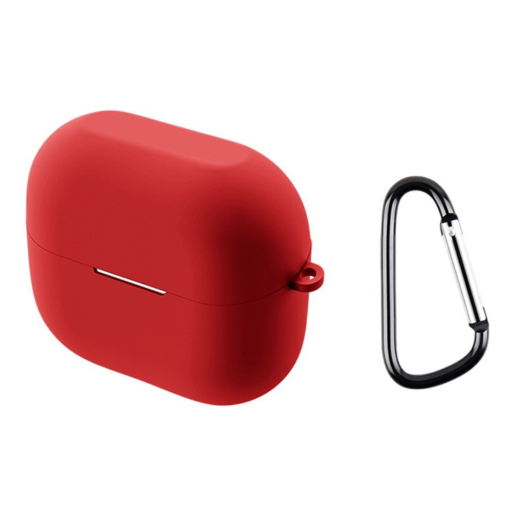 For Samsung Galaxy Buds3 / Buds3 Pro Silicone Case Bluetooth Earphone Cover with Carabiner - Red