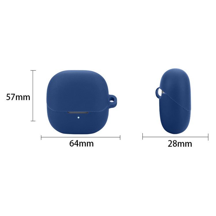 For Xiaomi Buds 5 Case Bluetooth Earphone Silicone Skin Cover with Anti-Lost Buckle - Dark Blue