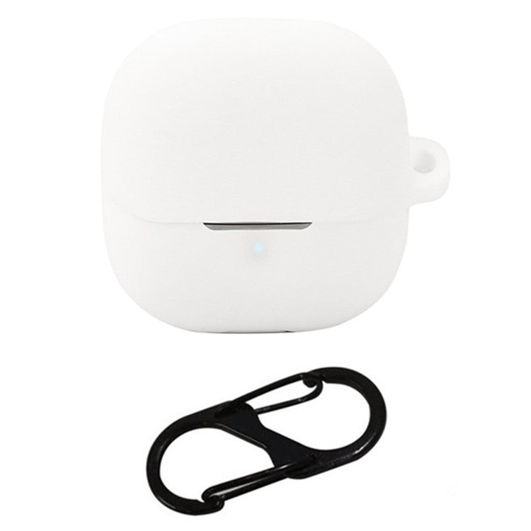 For Xiaomi Buds 5 Case Bluetooth Earphone Silicone Skin Cover with Anti-Lost Buckle - White