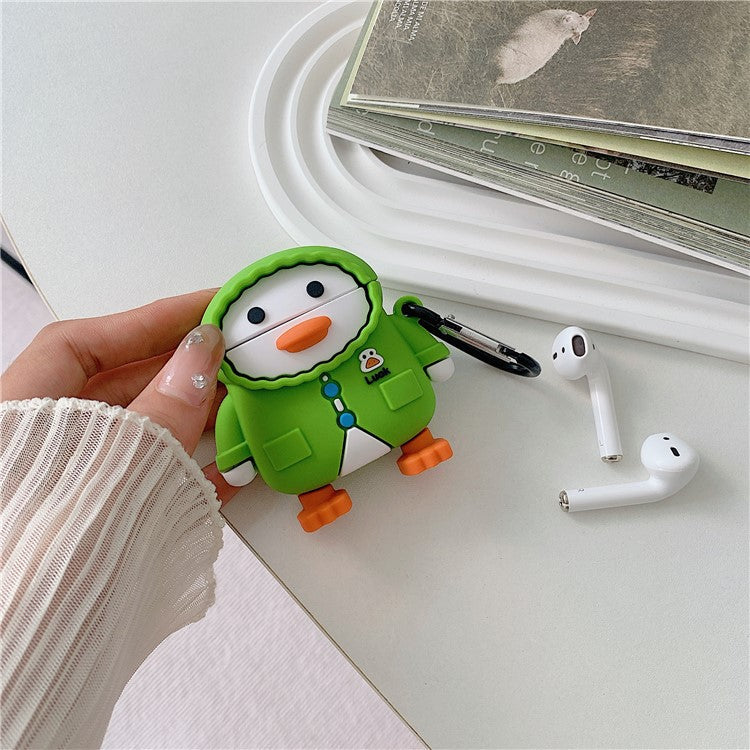 For Apple AirPods 3 Case Raincoat Duck Silicone Protective Cover with Carabiner