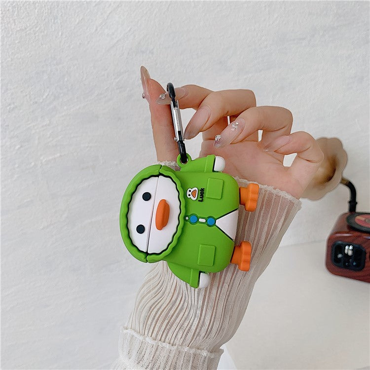 For Apple AirPods 3 Case Raincoat Duck Silicone Protective Cover with Carabiner