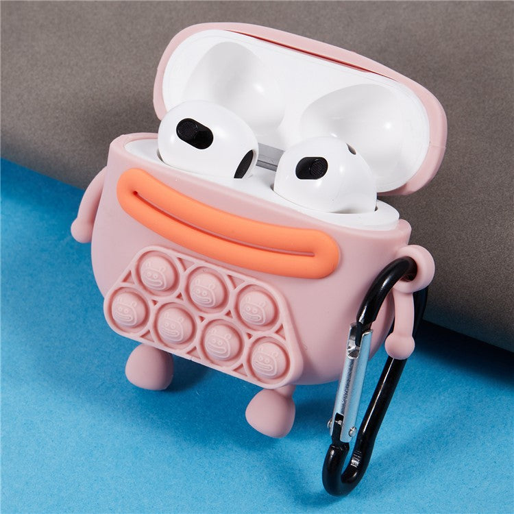 For Apple AirPods 3 Silicone Cover Bubble Fidget Stress Relief Frog Protective Case - Pink