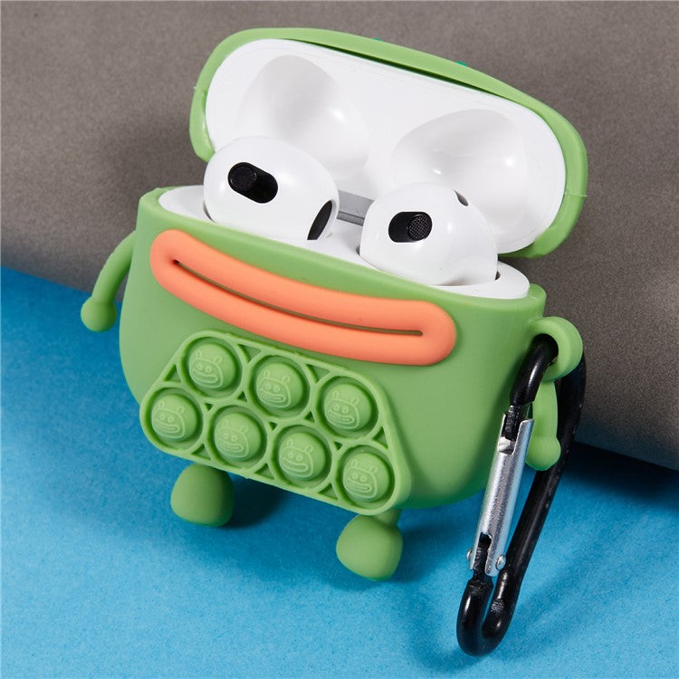 For Apple AirPods 3 Silicone Cover Bubble Fidget Stress Relief Frog Protective Case - Green
