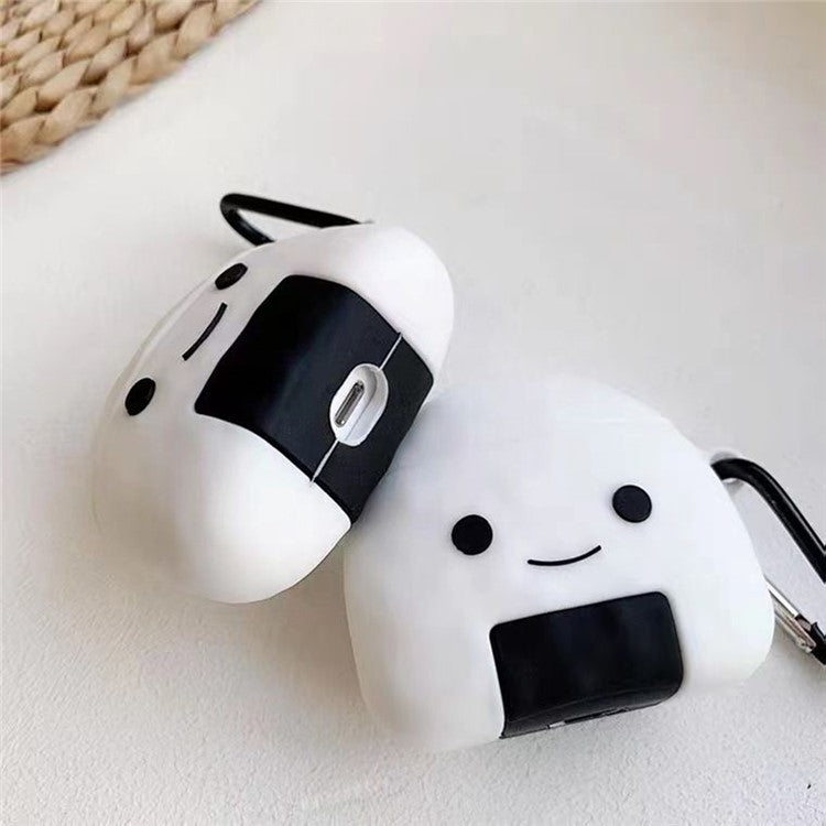 For Apple AirPods 3 Case Rice Ball Silicone Earbuds Protective Cover with Carabiner