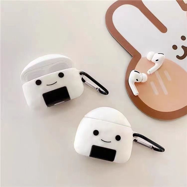 For Apple AirPods 3 Case Rice Ball Silicone Earbuds Protective Cover with Carabiner