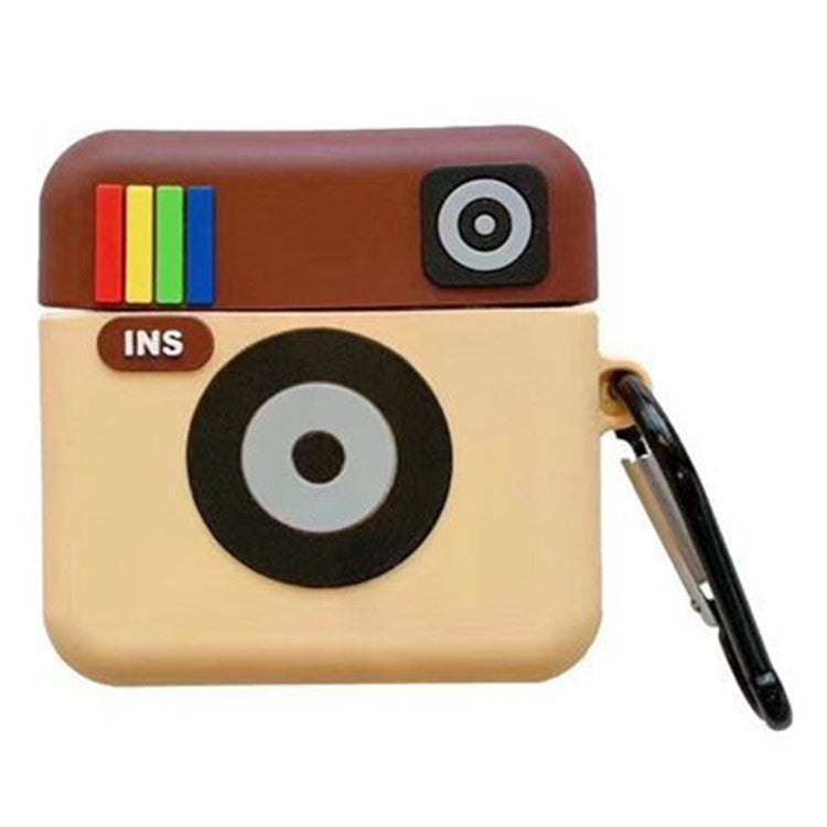 For Apple AirPods 3 Case Retro Camera Bluetooth Earphone Shockproof Silicone Cover with Carabiner