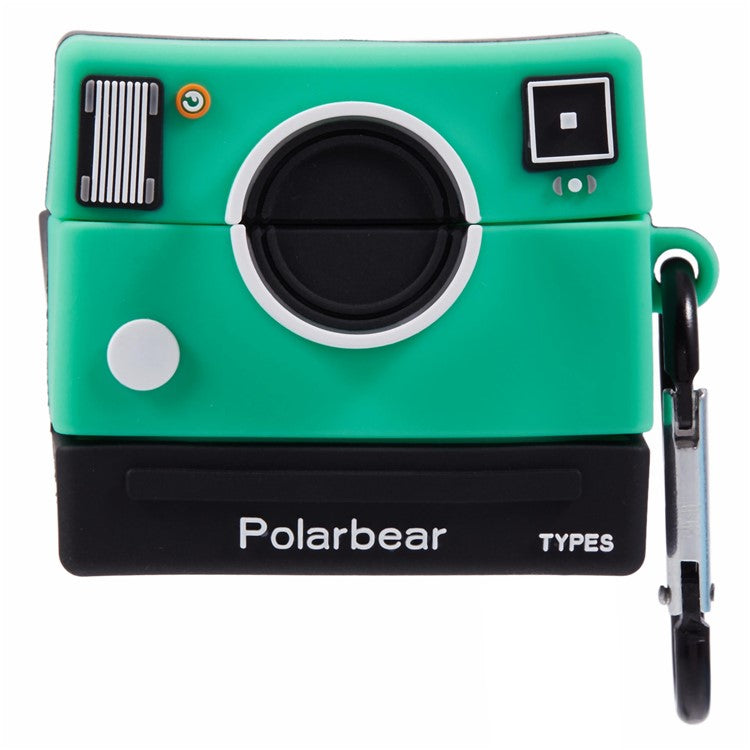 For Apple AirPods 3 Bluetooth Earphones Silicone Cover Green Camera Protective Case with Carabiner