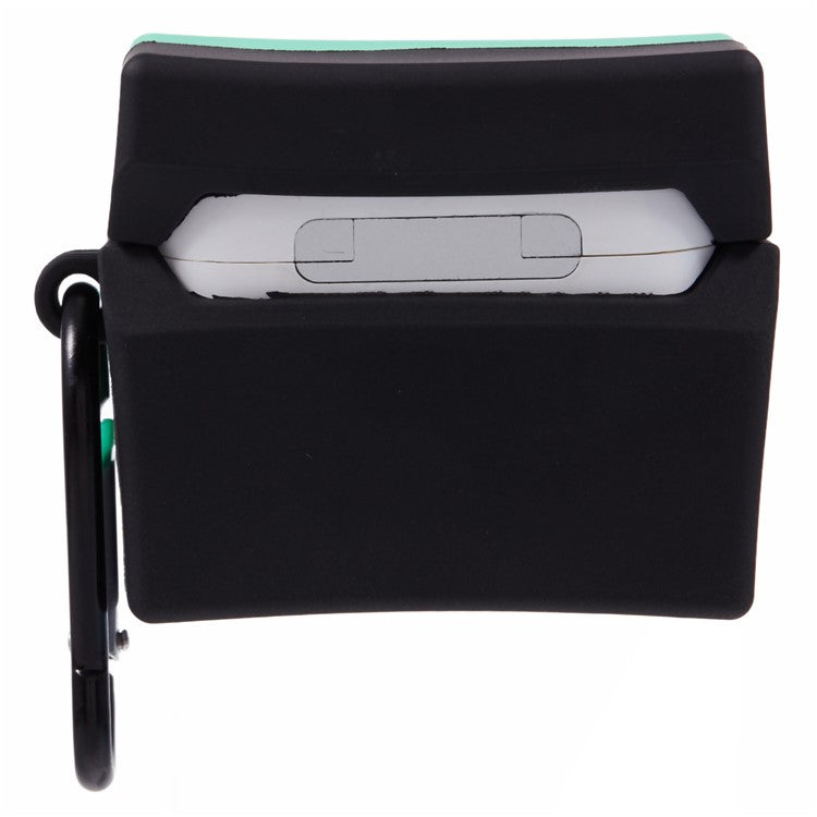 For Apple AirPods 3 Bluetooth Earphones Silicone Cover Green Camera Protective Case with Carabiner