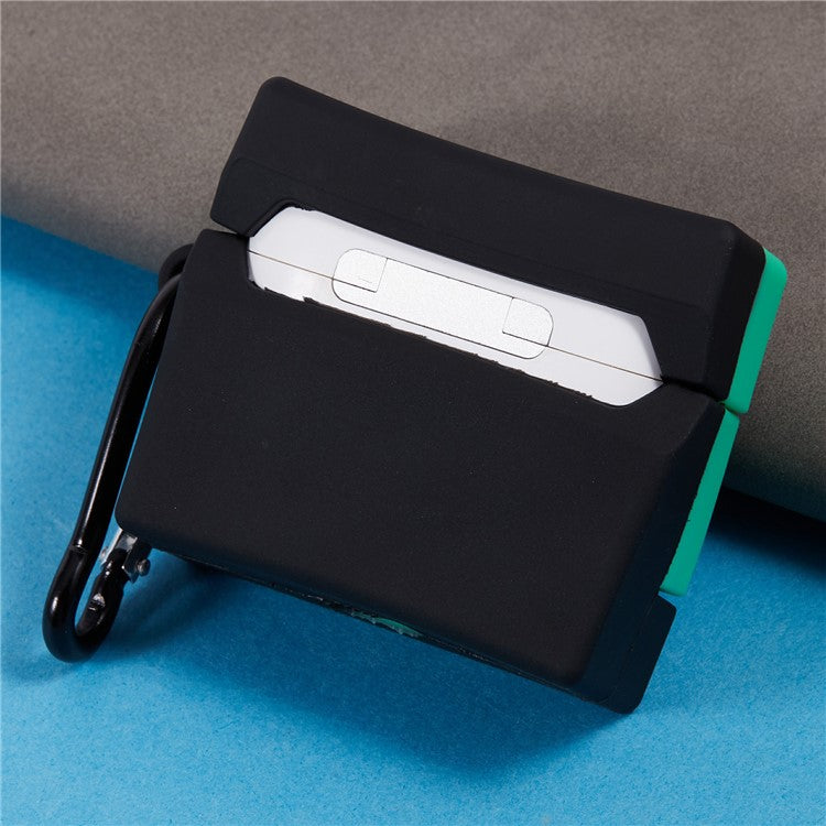 For Apple AirPods 3 Bluetooth Earphones Silicone Cover Green Camera Protective Case with Carabiner