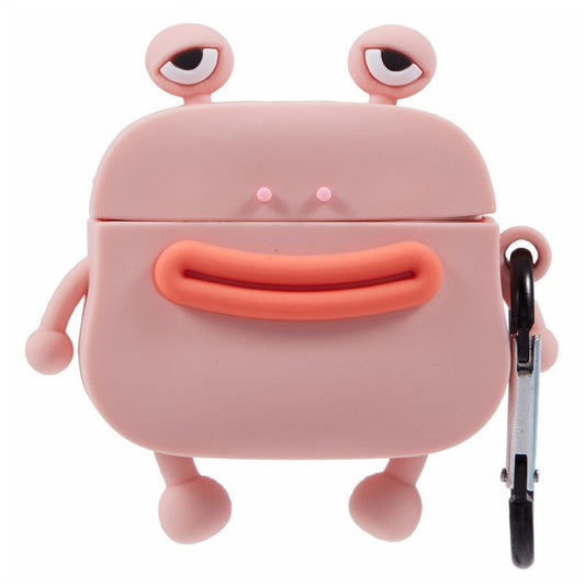 For Apple AirPods 3 Bluetooth Earphones Silicone Cover Sausage Mouth Frog Protective Case - Pink