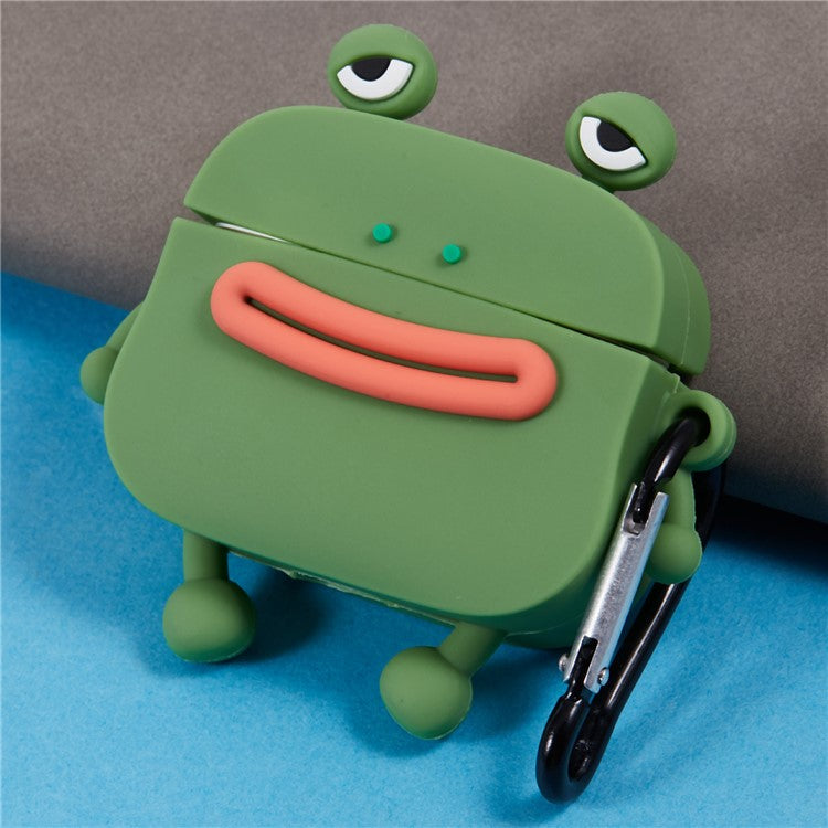 For Apple AirPods 3 Bluetooth Earphones Silicone Cover Sausage Mouth Frog Protective Case - Green