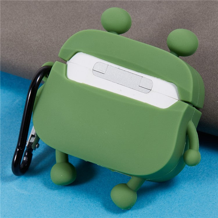 For Apple AirPods 3 Bluetooth Earphones Silicone Cover Sausage Mouth Frog Protective Case - Green