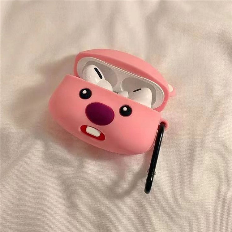 For Apple AirPods 3 Silicone Case Beaver Loopy Earbuds Protective Cover with Carabiner